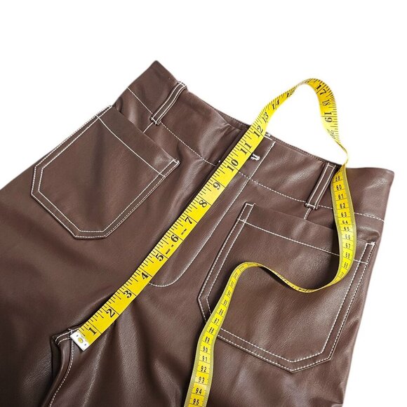 Anthropologie Maeve The Colette Crop Wide-Leg Pants, Faux-Leather Top-Stitch, 26 - Picture 8 of 10